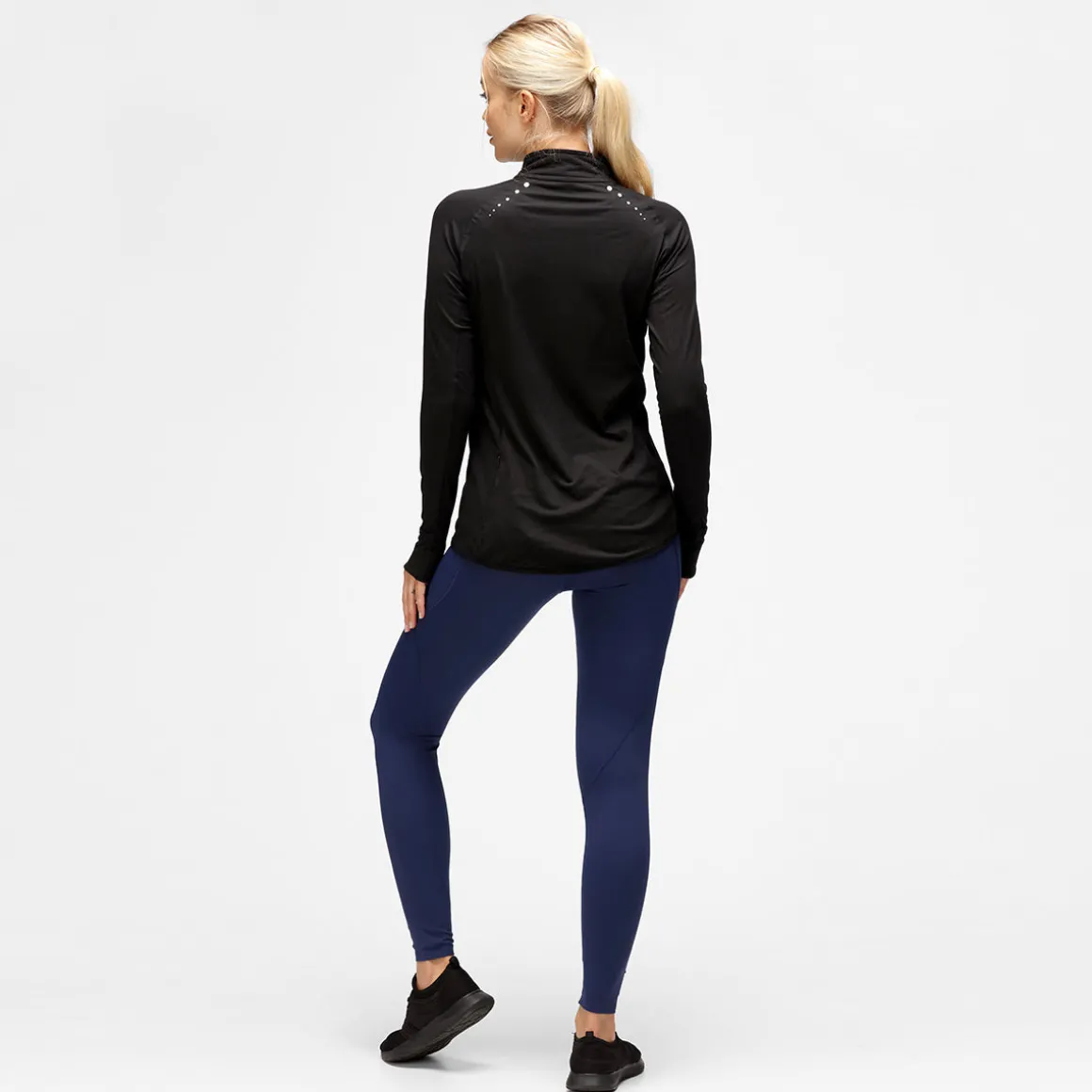 Black Long Sleeved Zip Top