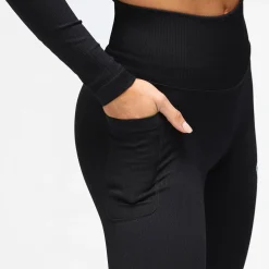 Black Ribbed Seamless Leggings