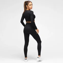 Black Ribbed Seamless Leggings