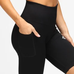 Black Ribbed Seamless Shorts