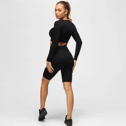 Black Ribbed Seamless Shorts