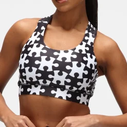 Monochrome Jigsaw Cross Back Bra