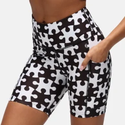 Monochrome Jigsaw Running Shorts