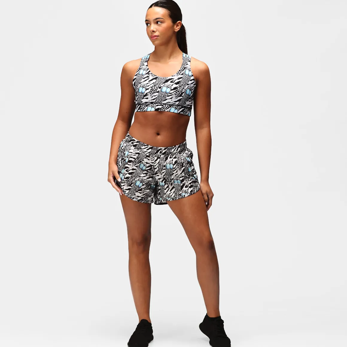 Monochrome Quill Loose Fit Workout Shorts