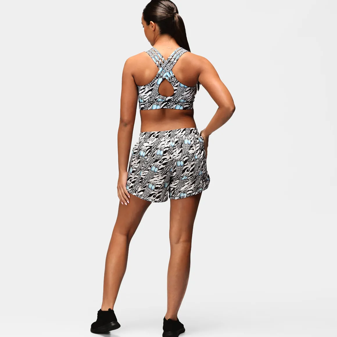 Monochrome Quill Loose Fit Workout Shorts