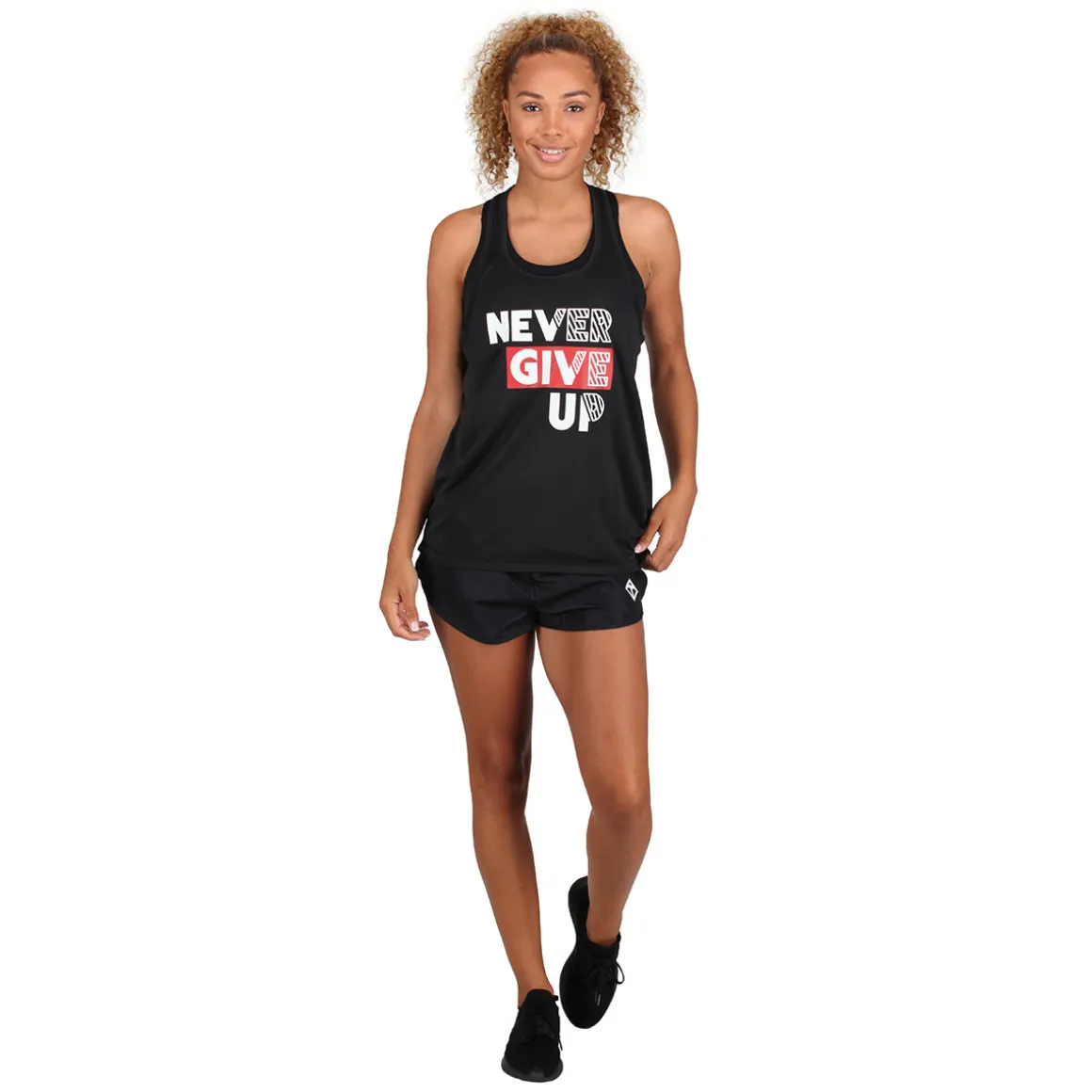 'Never Give Up' Mesh Racerback Vest