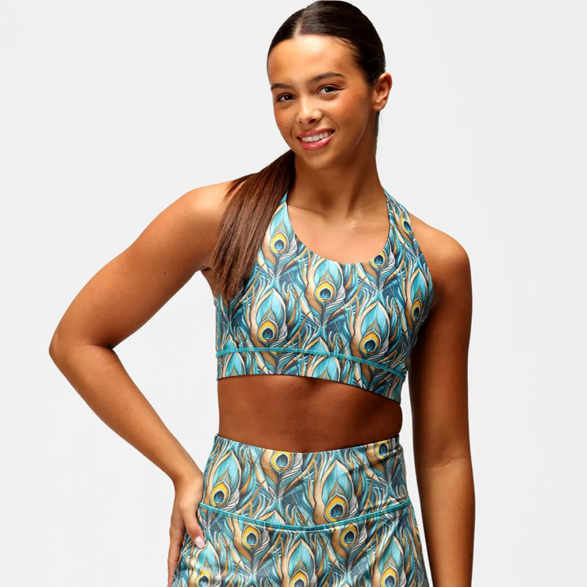 Pretty In Peacock Cross Back Bra
