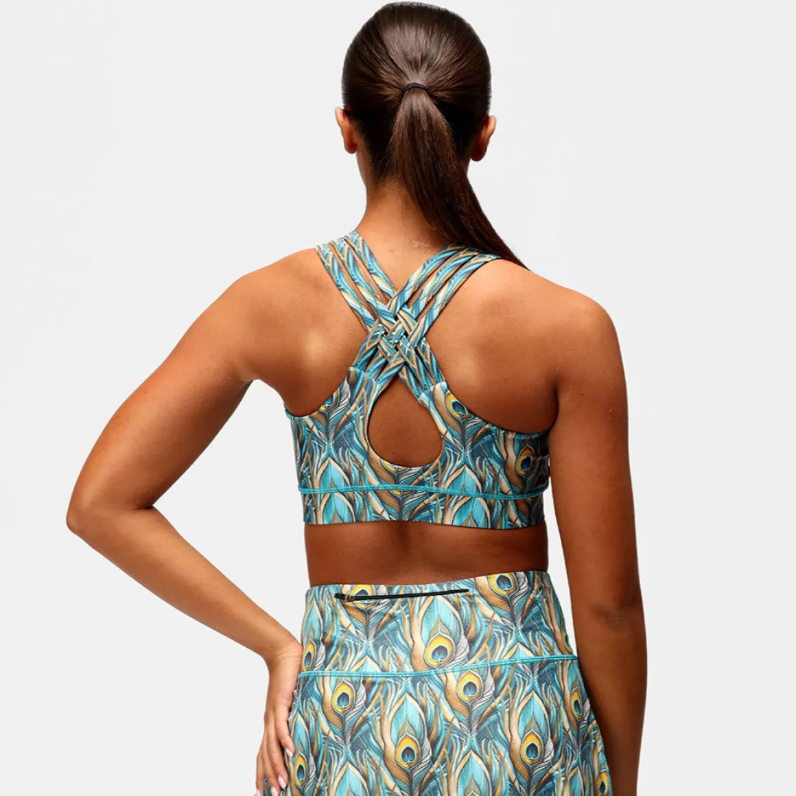 Pretty In Peacock Cross Back Bra