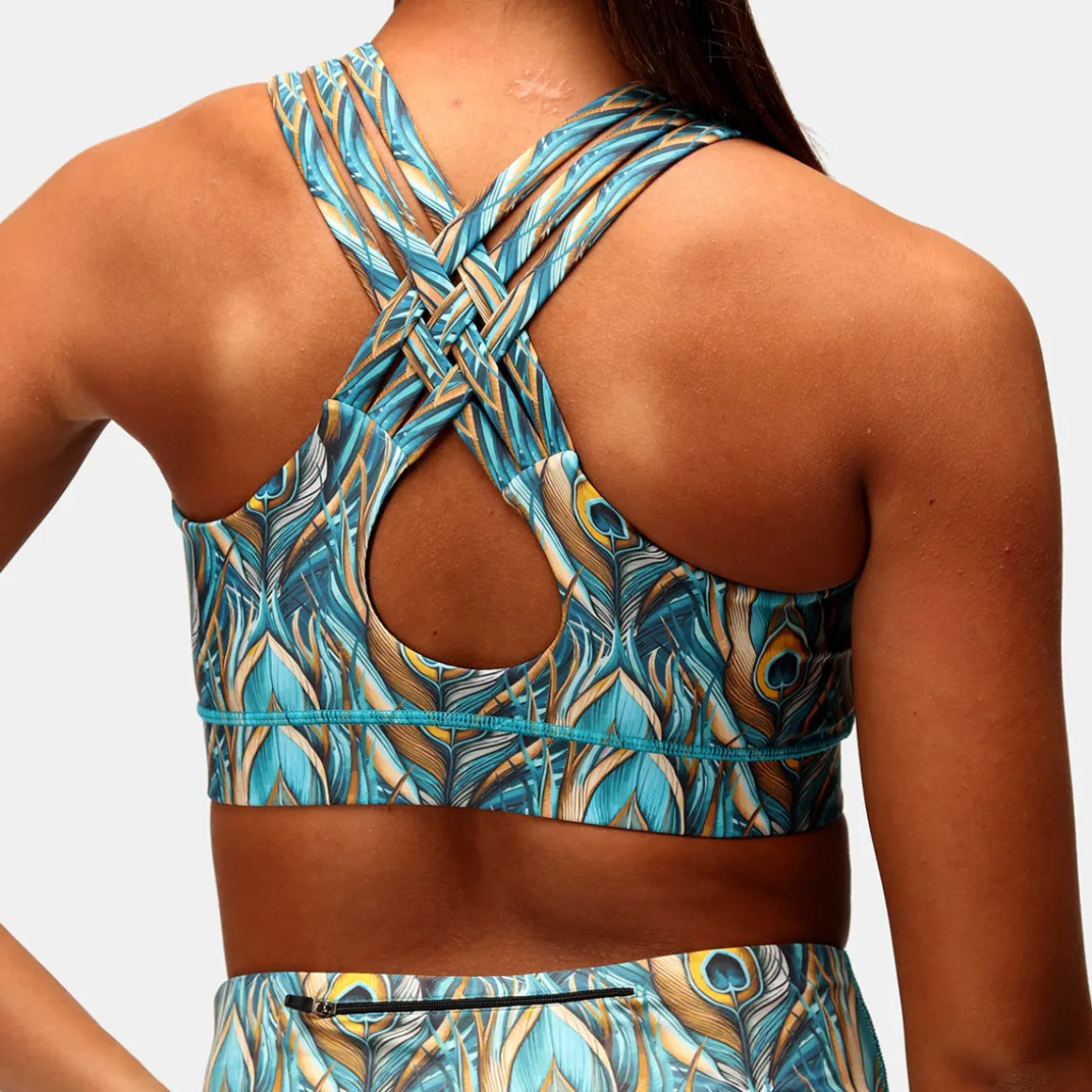 Pretty In Peacock Cross Back Bra
