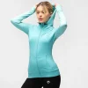 TKB Ladies Turquoise Melange Zipped Hoodie