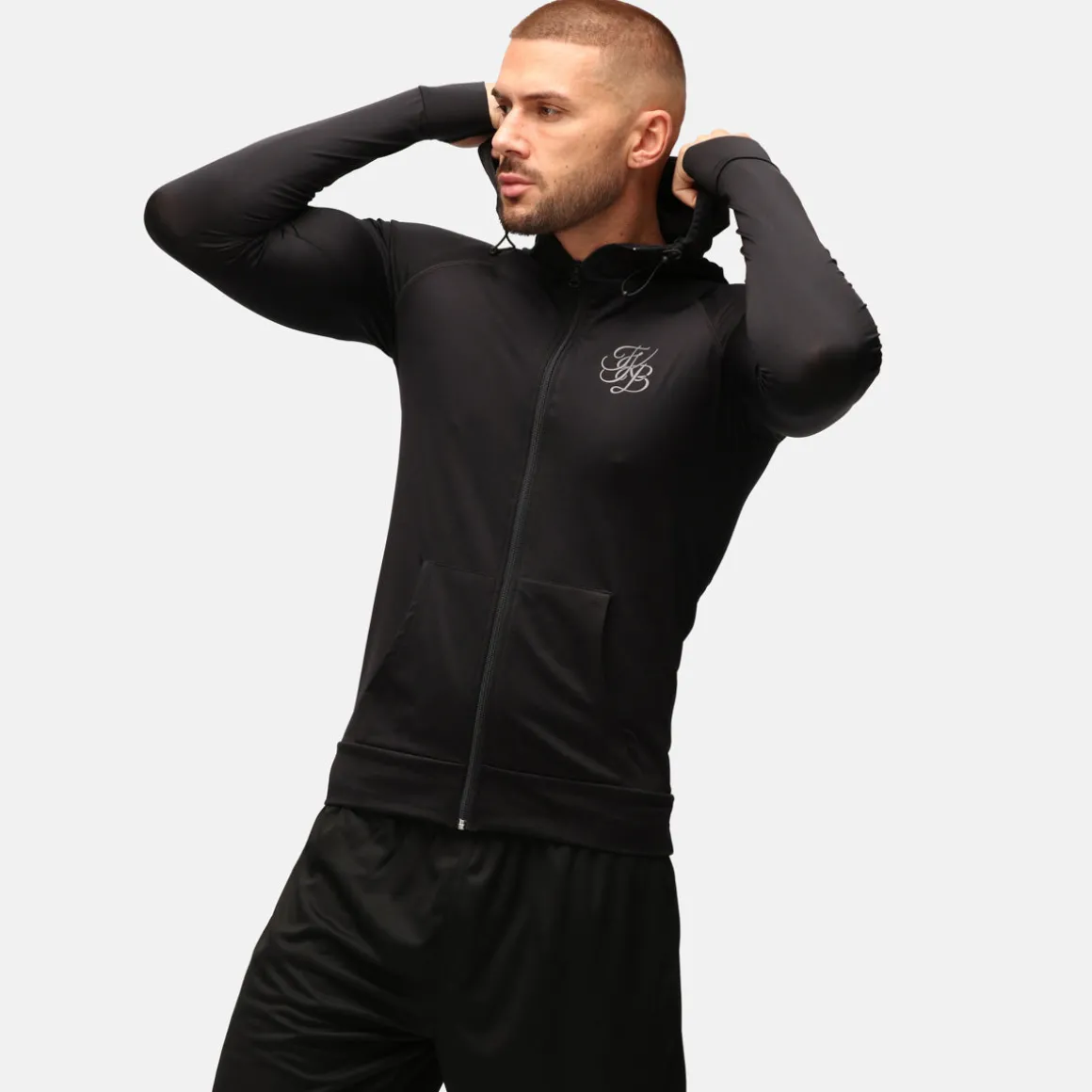 TKB Man Jet Black Zipped Hoodie
